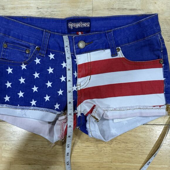 Tipsy Elves Liberty Jean Shorts Small Red White Blue American Flag 4th July USA - Picture 6 of 10